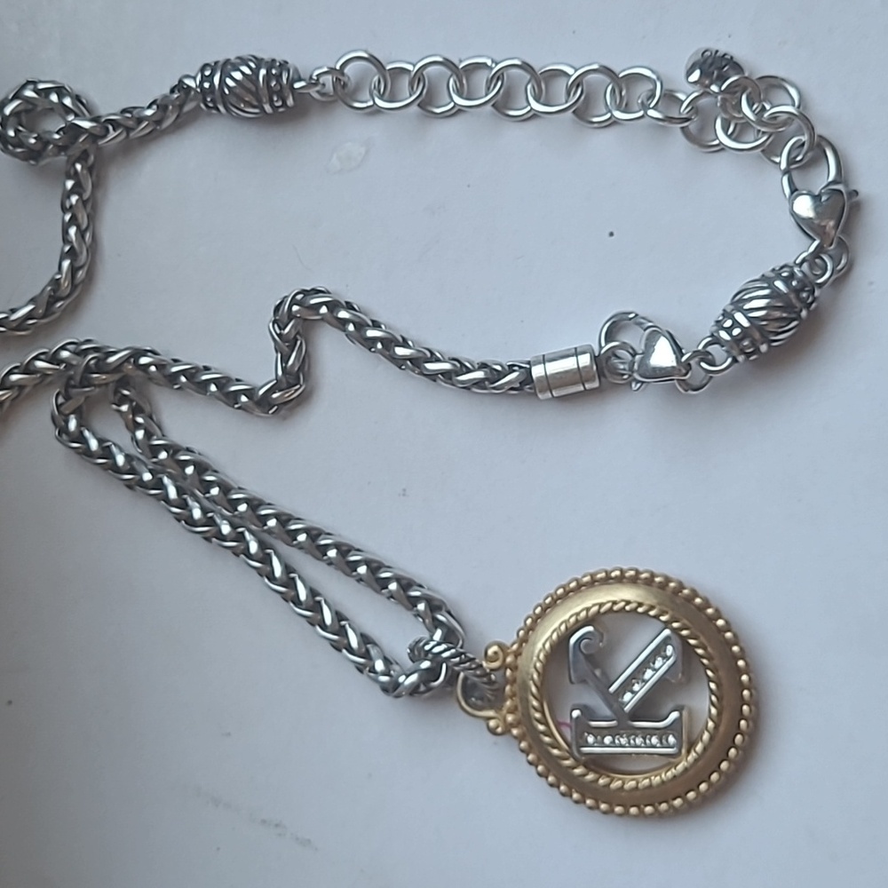 Brighton silver, gold, Swarovski Crystal ABC Monogram "K" Charm Pendant Necklace